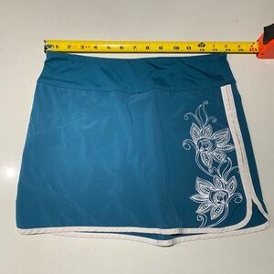 Athleta Swift Zip Skort Athletic Teal Tennis Golf Running Floral Size 4 Side Zip